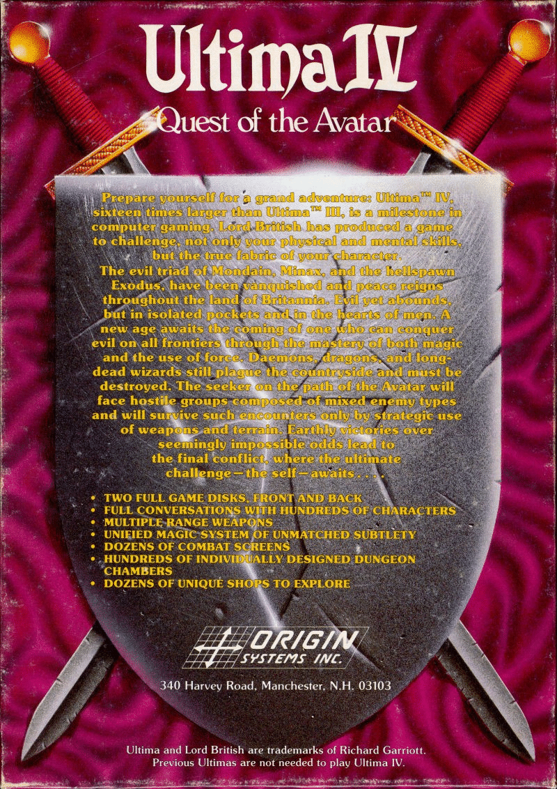Ultima IV Quest of the Avatar box art for Commodore 64